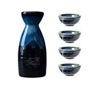 Uziqueif Sake set made of Japanese ceramics, ceramic, 4 sake cups, 1 sake pot, 5 parts, Japanese Liquor Sake Set Porcelain Traditional Ceramic Cups Crafts Temperature Wine Glasses,B