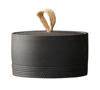 Uziqueif Vintage Ceramic Tea Caddy Tea Canister Tea Storage Container Tins Jar with Airtight Lid - Stoneware Food Organization Tank for Loose Leaf Tea, Coffee Bean, Herb, Sugar, Spice, Nuts,Black