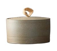 Uziqueif Vintage Ceramic Tea Caddy Tea Canister Tea Storage Container Tins Jar with Airtight Lid - Stoneware Food Organization Tank for Loose Leaf Tea, Coffee Bean, Herb, Sugar, Spice, Nuts,Retro D