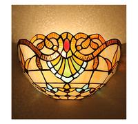 Uziqueif Vintage Wall Sconces Wall Lighting,12" Baroque/Mediterranean/Sun Flower Style Stained Glass Lampshade - Tiffany Style Wall Lamp for Living Room Bedroom Hallway Stairway Entryway,Baroque