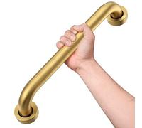 UZLEZ 16 Inch Anti Slip Shower Grab Bar Brushed Gold, Bathroom Grab Bar, Knurled Bathroom Balance Bar,Safety Hand Rail Support Handicap Elderly Injury Senior Assist Bath Handle
