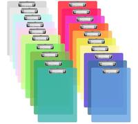 UZLU 20 Pcs Plastic Clipboard Bulk 12.5 x 9 in Acrylic Clear Colored Clipboard 20 Colors Low Profile Clip Board Folder Standard Letter Size Portable Waterproof for Classroom Office Outdoor Indoor Use