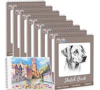 UZLU 8 Pcs Sketch Books Bulk 11 x 14 In 320 Sheets Top Spiral Bound Sketch Pad Drawing Paper 40 Sheets Each Acid Free Mixed Media Sketchbook 68lb/100gsm Art Supplies for Beginner Artist