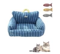 UZQAFG Cat Couch Bed, Plush Convertible Pet Sofa for Indoor Cats, Dual-Use Lounge & Pad (blue, S)