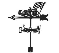 UZSPAC Weather Vanes for Yard Post Mount Metal Iron Material Race Car Shape Weathervanes Outdoor Garden Farm Decoration Black Silhouette