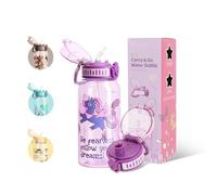 UZSPACE Kids Water Bottles with 2 Different Lids - 600ml Water Bottles for Kids - Leakproof Tritan Drinks Bottle with Straw - BPA-Free Sports Bottle for Boys Girls School, Purple