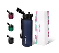 UZSPACE Sports Water Bottle 500ml/800ml/1l, Tritan Gym Bottle with Strainer | Matte Sports Bottle with Capacity Scale, One-click Open, Leakproof, Dishwasher Safe, Suitable for Carbonated Drinks