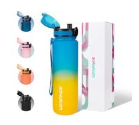 UZSPACE Sports Water Bottle 500ml/800ml/1l, Tritan Gym Bottle with Strainer | Matte Sports Bottle with Capacity Scale, One-click Open, Leakproof, Dishwasher Safe, Suitable for Carbonated Drinks