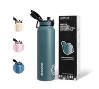 UZSPACE Stainless Steel Water Bottle 1l (970ml) - Double-Walled Insulated Water Bottles That Keep Drinks Cold & Hot - Leakproof Drinking Bottles for Adults - Ideal for Outdoors & Sports Forest Green