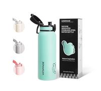 UZSPACE Stainless Steel Water Bottle Kids 700ml with Handle - Double-Walled Insulated Water Bottles That Keep Drinks Cold & Hot - Leakproof Metal Bottle for School or Works & Sports Mint Green