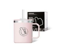 UZSPACE Thermal Mug with Handle 316 Stainless Steel, 500ml Quartz Pink