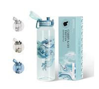 UZSPACE Water Bottle 1l (1050ml) with Handle - BPA Free Drinking Bottles for Adults - ArtisticPrint Water Bottle - Leakproof Gym Bottles - Ideal for Sports or Fitness & Outdoors, Misty Blue