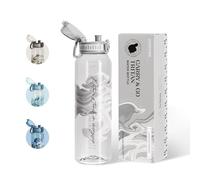 UZSPACE Water Bottle 1l with Handle, Aesthetic Drinks Bottle, Flint Grey | Tritan Gym Water Bottle for Women & Men, Leakproof Water Bottle no Straw, One-click Open Sports Bottle with Capacity Scale