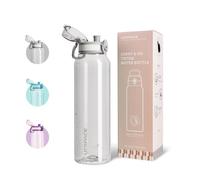 UZSPACE Water Bottle 1l with Handle, Tritan Drinks Bottle, Flint Grey