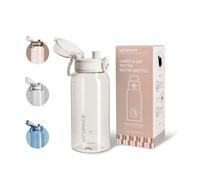 UZSPACE Water Bottle Dishwasher Safe, Tritan 600ml Frost White | Clear Water Bottle no Straw, Leakproof Water Bottle with Capacity Scale for School or Sports, Gym Bottle for Women & Men