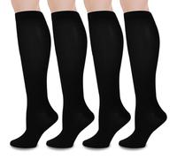 UZSUZZ Compression Socks for Women Men, 2 Pairs 15-20 mmHg Graduated Compression Support Stocking for Sport, Flying, Work, Pregnancy, Nurse, Travel, Edema (Black, S/SM)