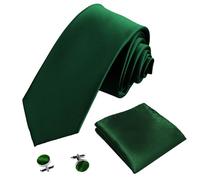 UZSUZZ Men Ties, Classic Solid Satin Men's Neck Tie, Pocket Square and Cufflinks Set, Formal Neckties, Handkerchief &Cufflinks Set for Men, Wedding, Party, Business, Work, Prom, Best Gifts for Men