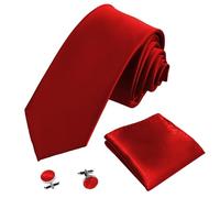 UZSUZZ Men Ties, Classic Solid Satin Men's Neck Tie, Pocket Square and Cufflinks Set, Formal Neckties, Handkerchief &Cufflinks Set for Men, Wedding, Party, Business, Work, Prom, Best Gifts for Men