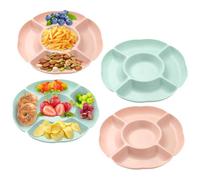UZSUZZ Serving Dishes & Platters Compartment Trays with 5 Sections, 4 Pack Serving Platters for Parties, Reusable Plastic Snack Tray Serving Trays for Snacks Fruit Candies Dessert Nibbles Nuts