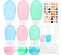 UZSUZZ Travel Bottles Set for Toiletries, 16pcs Squeezable Travel Containers for Toiletries, 2oz 3oz Leak Proof Refillable Silicone Travel Accessories for Shampoo Conditioner Lotion Body Wash