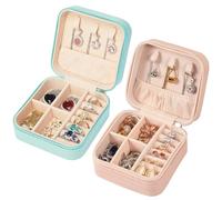 UZSUZZ Travel Jewellery Box, 2pcs Jewellery Box for Women, Mini Portable Jewelry Box Organiser, Small Travel Jewellery Storage Case for Bracelets, Earrings, Rings Gift for Girls