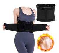 UZSUZZ Waist Trainer Belt, Sweat Waist Cincher Trimmer with Dual Adjustable Belly, Adjustable Back Brace Support Belt, Women Body Shaper Sports Slimming Band for Fitness Workout, Unisex, S/M Black