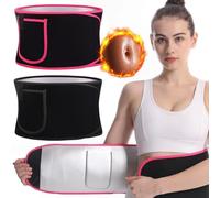 UZSUZZ Waist Trainer Trimmer for Weight Loss, 2Pcs Adjustable Waist Trimmer Sweat Belt, Sauna Effect Fat Burner Exercise Belt Lumbar Support, Slimming Body Shaper Workout Girdles Band, Women and Men