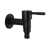 UZSYLE Outdoor Faucet Garden Mixer Brass Black∕White Washing Machine Faucet Wall Bathroom Mop Tap Toilet Single Cold Bibcock Faucet Retro Style,Black B