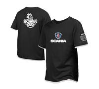 UZVKAVJP Men Active T-Shirt Underwear for Scania Stretch Short Sleeve Crewneck Tee Top Clothes Print Comfy Half Sleeve Patchwork Polo Shirts-Black||L