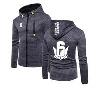 UZVKAVJP Men Fitness Hoodies for Rainbow Six Siege Spring Autumn Outwear Comfy Tops Hoody Long Sleeve Tracksuit Printing Coat Plain Jacket Zipper Sweatshirt-Black+Gray||XS