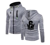 UZVKAVJP Men Fitness Hoodies for Rainbow Six Siege Spring Autumn Outwear Comfy Tops Hoody Long Sleeve Tracksuit Printing Coat Plain Jacket Zipper Sweatshirt-Light gray||M