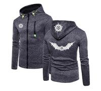UZVKAVJP Men Hoodie Sportswear for Supernatural Comfortable Outwear Tops Spring Autumn Sweatshirts Long Sleeve Hoody Sportstyle Coats Graphic Zip Up Jackets-Black+Gray||M
