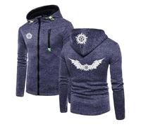 UZVKAVJP Men Hoodie Sportswear for Supernatural Comfortable Outwear Tops Spring Autumn Sweatshirts Long Sleeve Hoody Sportstyle Coats Graphic Zip Up Jackets-Dark blue||XL