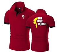 UZVKAVJP Men Patchwork Polo Shirts for The Horde Workout Half Sleeve Collared Short Sleeve Tee Rugby T-shirts Moisture Wicking Tees Buttons Tee Top Clothes-Wine Red||XXL