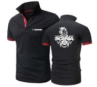 UZVKAVJP Men Polo Shirts Underwear for Scania Comfortable Half Sleeve Workout Short Sleeve Tee Slim Fit Tee Top Clothes Collared Graphic T-Shirt-Black+Red||M