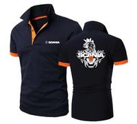 UZVKAVJP Men Polo Shirts Underwear for Scania Comfortable Half Sleeve Workout Short Sleeve Tee Slim Fit Tee Top Clothes Collared Graphic T-Shirt-Navy Blue+Orange||M