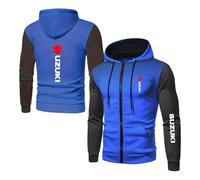 UZVKAVJP Men Print Hoodie for SU.ZU.K.I Stitching Jackets Hooded Street Wear Spring Autumn Hoody Baggy Outwear Tops Long Sleeve Sweatshirts Sportstyle Coats-LanS||XL
