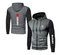 UZVKAVJP Men Print Hoodie for SU.ZU.K.I Stitching Jackets Hooded Street Wear Spring Autumn Hoody Baggy Outwear Tops Long Sleeve Sweatshirts Sportstyle Coats-SHS||L