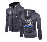 UZVKAVJP Men Soft Hoodies for Scania Zippered Tops Hoody Spring Autumn Sweatshirt Athletic Outwear Plain Jacket Print Tracksuit Hooded with Pockets Coat-Black+Gray||S