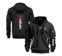 UZVKAVJP Mens Athletic Hoodie for SU.ZU.K.I Long Sleeve Tracksuit Half Zip Hoody Plain Outwear Tops Jumpers Jacket Spring Autumn Sweatshirts Soft Coat-Black||L