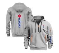 UZVKAVJP Mens Athletic Hoodie for SU.ZU.K.I Long Sleeve Tracksuit Half Zip Hoody Plain Outwear Tops Jumpers Jacket Spring Autumn Sweatshirts Soft Coat-Light gray||XXL