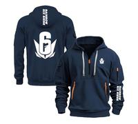 UZVKAVJP Men's Baggy Hoodies Outwear for R.a.in.bo.w S.ix S.ie.g.e Pullover Tops Hoody Spring Autumn Coats Long Sleeve Street Wear Plain Sweatshirt Printing Jackets-Dark blue||XL