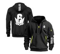 UZVKAVJP Men's Baggy Hoodies Outwear for R.a.in.bo.w S.ix S.ie.g.e Pullover Tops Hoody Spring Autumn Coats Long Sleeve Street Wear Plain Sweatshirt Printing Jackets-Black||3XL