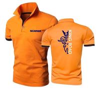UZVKAVJP Mens Polo Shirts Tee Top Clothes for Scania Collared Gym Wear Stretch T-shirts Stitching Half Sleeve Training Tee Top Clothes Tennis Short Sleeve-Orange||XL