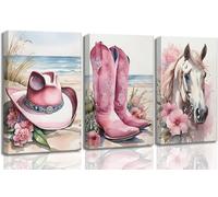 UZXTFQU 3Pcs Coastal Western Cowgirl Canvas Wall art