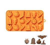 UZYXC 1 Halloween Silicone Mould, 18 Compartments with Pumpkin Skull Bat, Flexible Resistant Hot/Cold Easy Cleaning, Halloween Design, Non-Deformable, Easy to Eat Demould