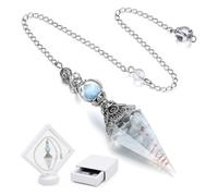 UZYXC 1 Piece Aquamarine Pendulum, Aquamarine Crystal Resin Pendulum, with White Storage Box, Healing Stone for Esotericism, Reiki, Divination, Meditation, Gift, 23 cm