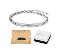 UZYXC 1 Piece Inspiration Bracelet with Engraving, Don't Let The Hard Days Win, Adjustable Unisex Bracelet, Stainless Steel, with Card with Motivational Sayings, for Consolation, Courage Gift