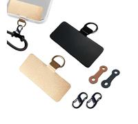 UZYXC 2 pieces universal mobile phone chain pads set, gold/silver, with 2 leather clips + 2 S-hooks, tool-free mounting for smartphones, robust metal ring, safety on the neck/arm/bag for heavy