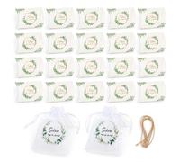 UZYXC Schön dass du da Bist Party Favours Set, 20 Gift Boxes and 2 Bags in Eucalyptus Design, Ideal for Youth Initiation, Wedding, Christening, Sweets and Biscuits